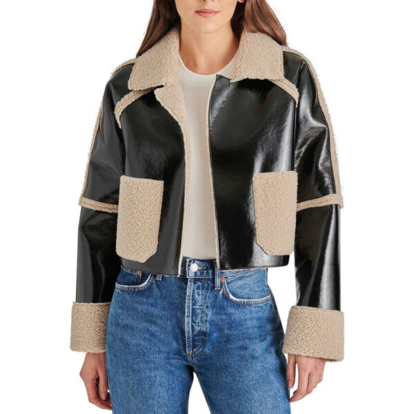 Womens Faux Fur Original Leather Cropped Jacket