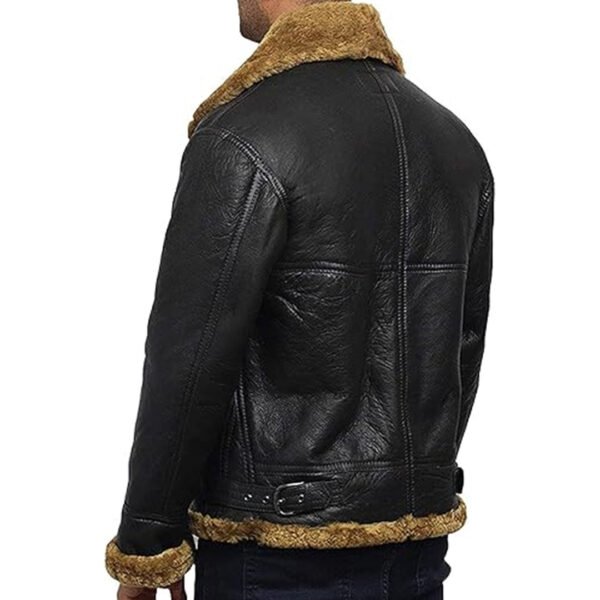 Men's B3 Flying Genuine Shearling Bomber Leather Jacket - Image 4