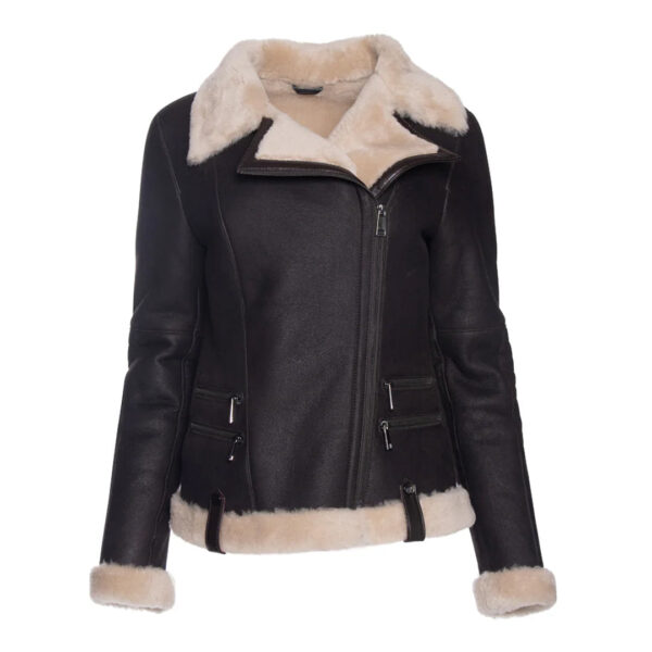 Vanila Shearling Straight Moto Jacket