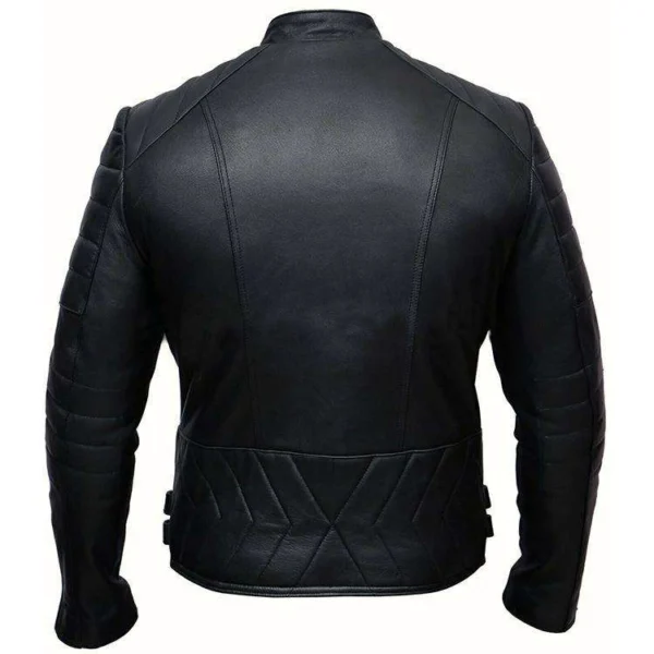 Biker Leather Jacket with Cross Zipper for Men