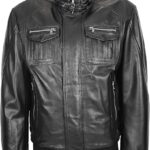 Men's Black Phantom Flight Leather Bomber Jacket