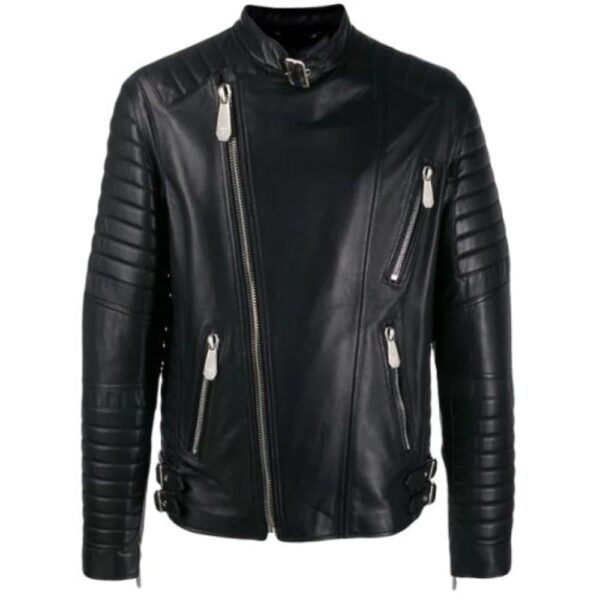 Men Black Biker Leather Jacket