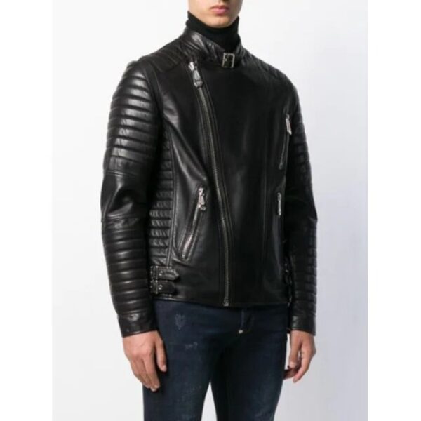 Men Black Biker Leather Jacket