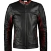 Men’s Retro Maroon And Black Leather Jacket