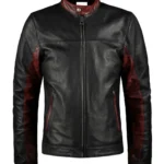 Men’s Retro Maroon And Black Leather Jacket