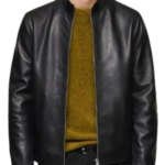 Men’s Black Biker Leather Zip Up Jacket