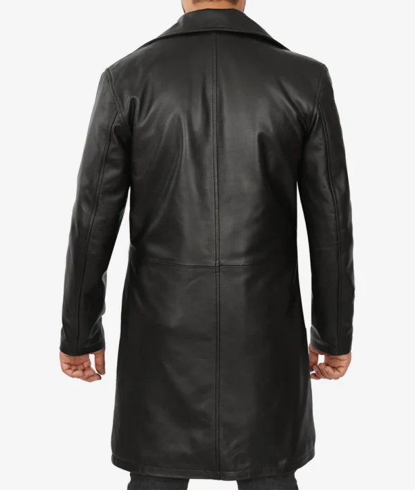 Men’s black mid-length lambskin leather coat