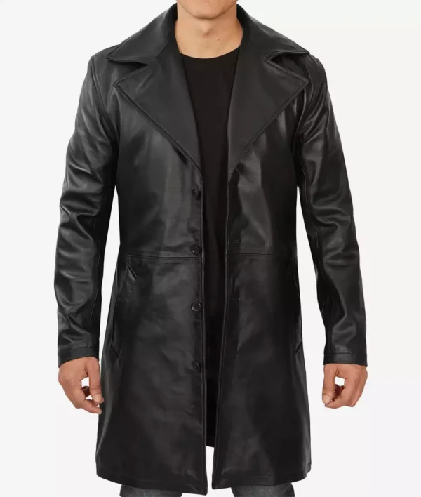 Black Lambskin Leather Coat