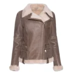 Womens Shearling Brown Leather Jacket