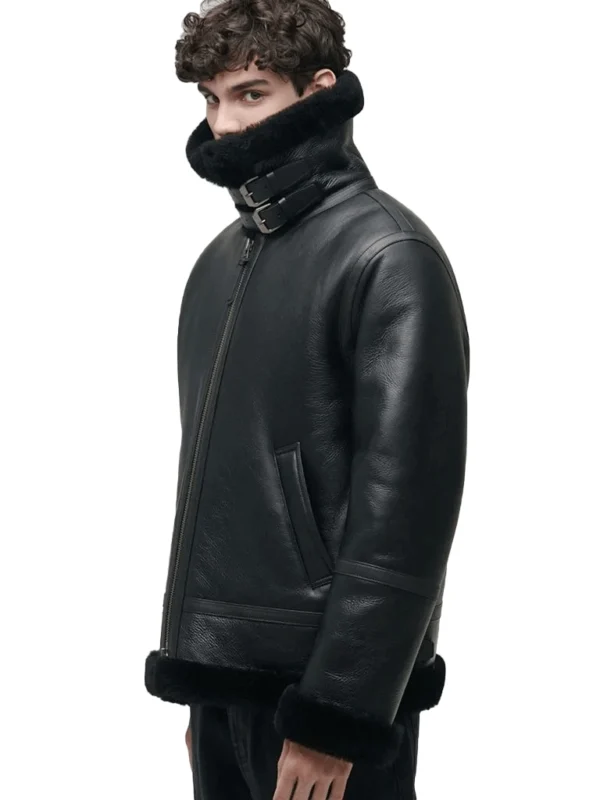 Classic Aviator Black Leather Jacket for Men