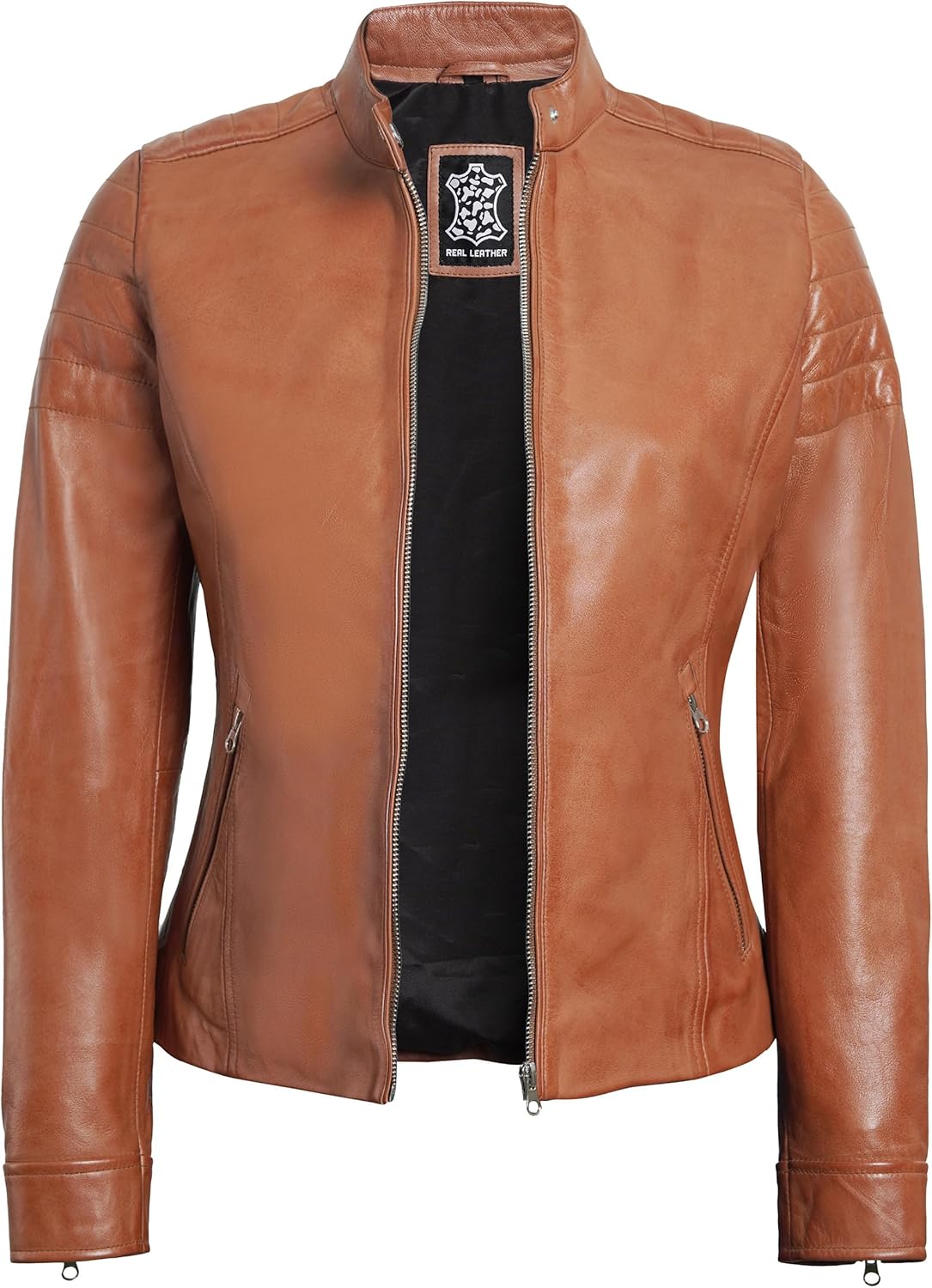 Classic Womens Tan Leather Jacket