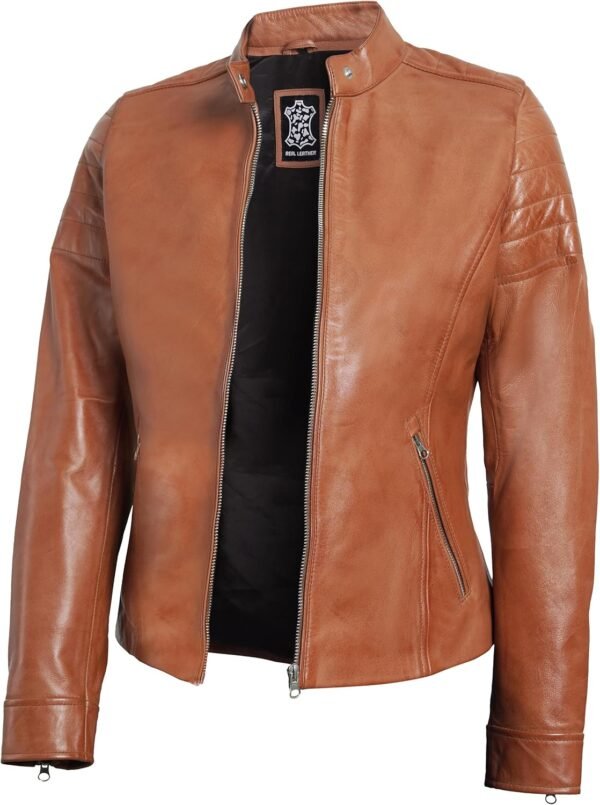 Classic Womens Tan Leather Jacket