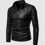 High Collar Leather Jacket