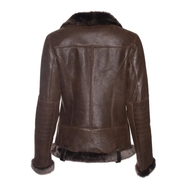 Womens Spanish Merino Shearling Tabacco Leather Jacket