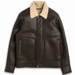 Men Brown Shearling Leather Jacket