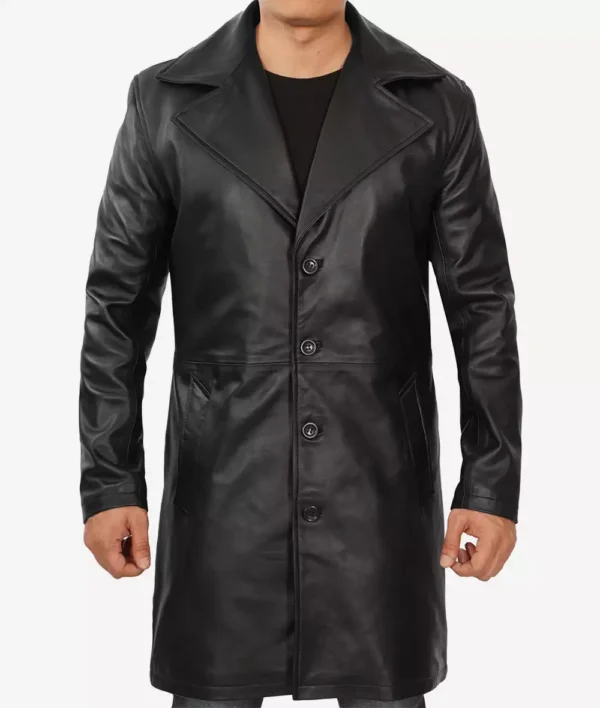 Soft lambskin leather 3/4 coat for men