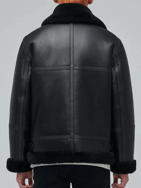 Men’s Black Leather Aviator Jacket