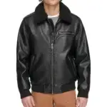 Mens Faux Black Bomber Leather Jacket
