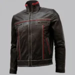 White Stitched Men's Moto Leather Jacket - Bi-Color