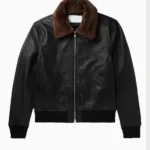 Mens Black Bomber Shearling Leather Jacket