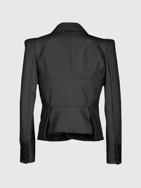 Slim Fit Women's Black Leather Coat