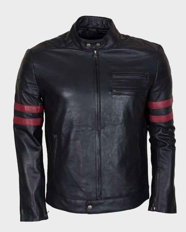 retro black racing jacket with red stripes