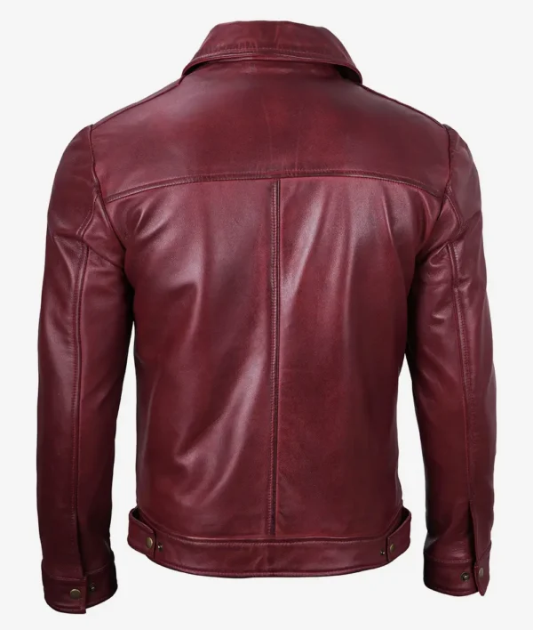 maroon leather jacket men's