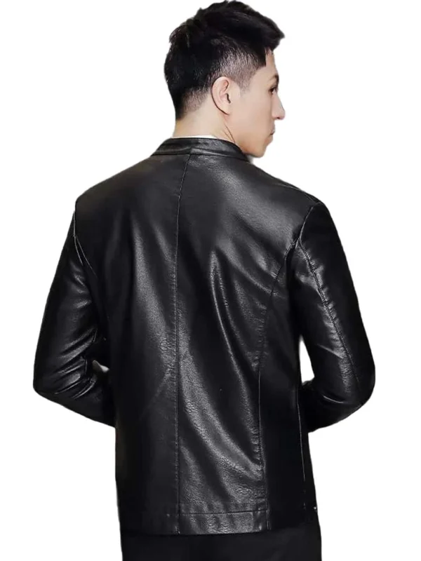 Sleek Black Cafe Racer Leather Jacket for Men