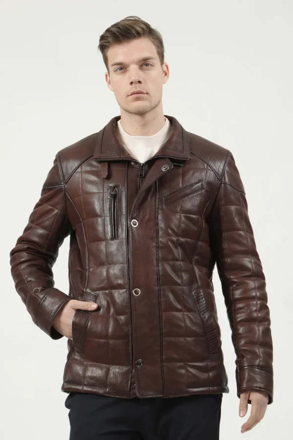 Men’s Brown Leather Todd Bomber Jacket