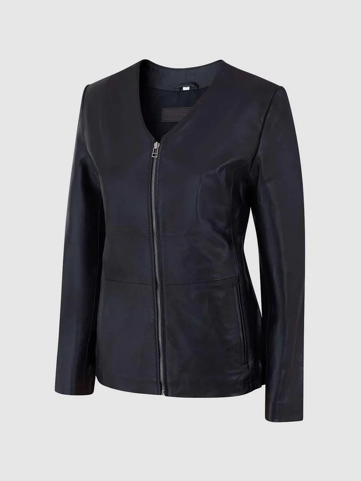 Womens Slim Leather Biker Jacket