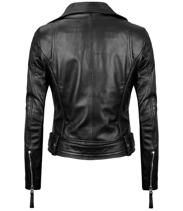lambskin black biker jacket