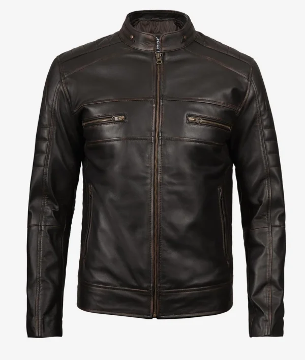 Leather Brown Biker Jacket for Men