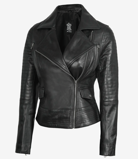 Black Leather Moto Biker Jacket