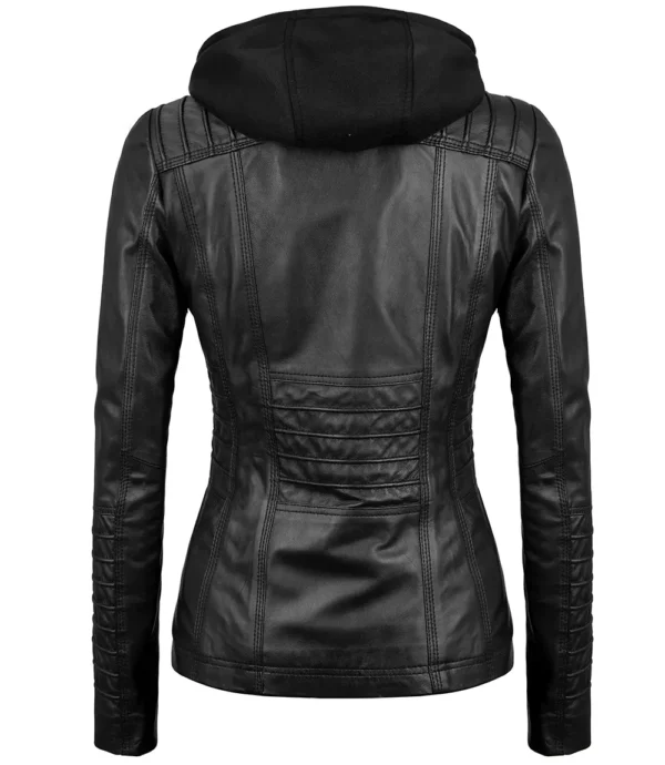 Womens black leather biker jacket