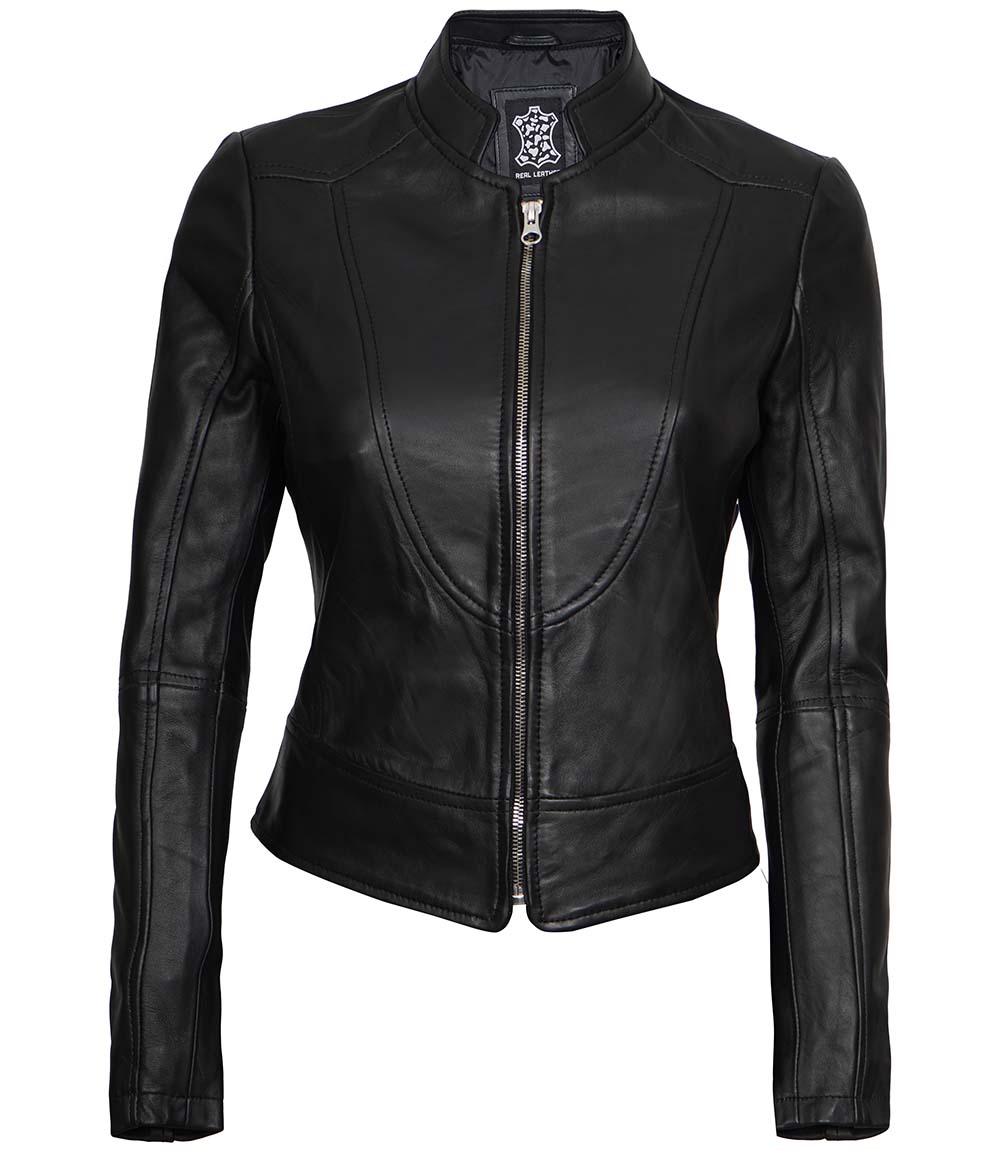 Black Cafe Racer Leather Jacket