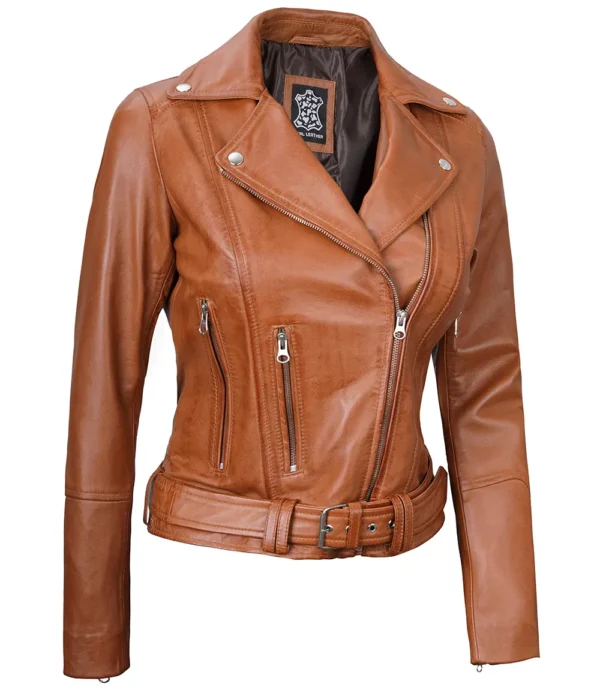 Light Brown Biker Leather Jacket