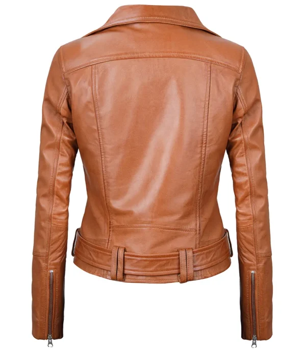 Women's light brown moto jacket