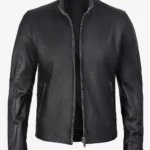 Men’s Stylish Black Cafe Racer Leather Jacket – Premium Edition