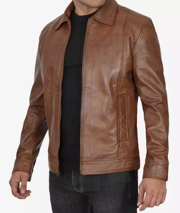 Vintage chocolate brown leather jacket