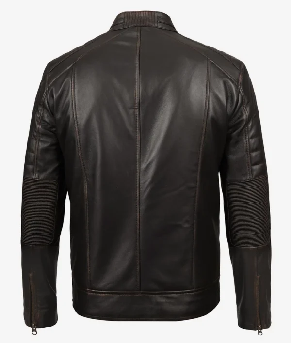 Brown biker leather jacket for men