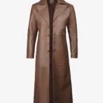 Stylish Mens Brown Leather Duster Coat