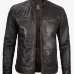 Men's Vintage Brown Leather Cafe Racer Jacket