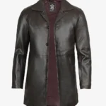 Mens Dark Brown Leather Car Coat – 3/4 Length