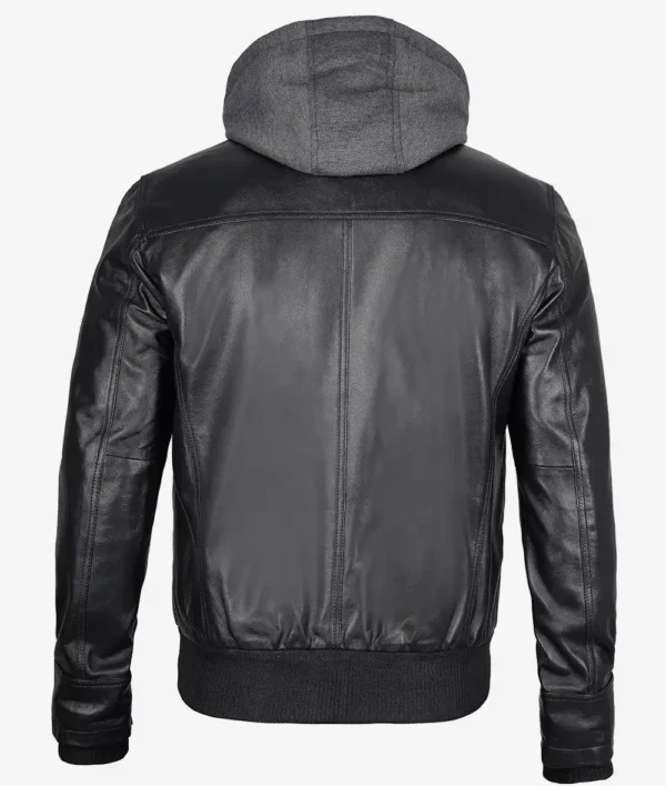 black leather bomber jacket