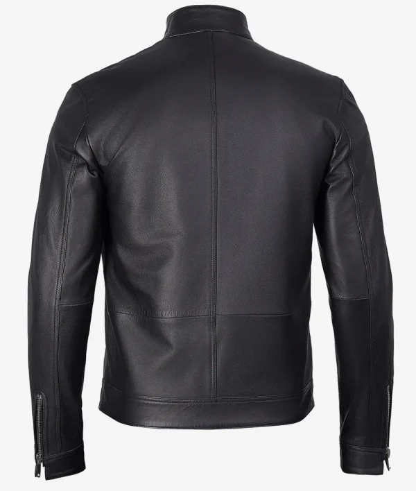 Black café racer motorcycle jacket for men