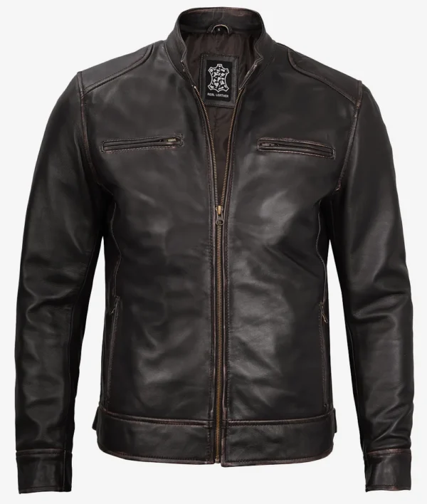 Brown café racer motorcycle jacket for men