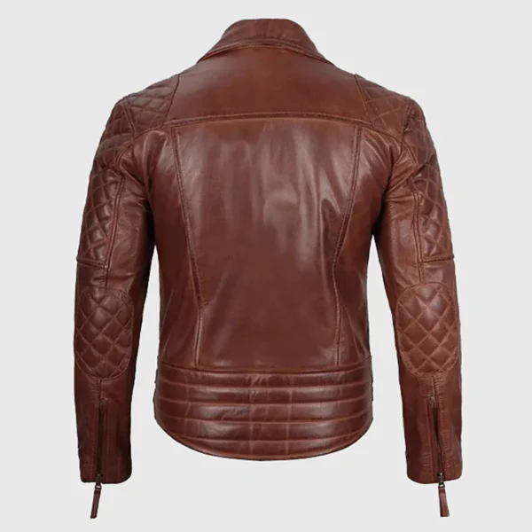 Premium vintage brown leather biker jacket