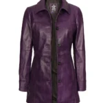 Womens Purple Leather Coat
