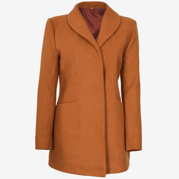 Barbara Rust Wool Coat For Women - Image 3