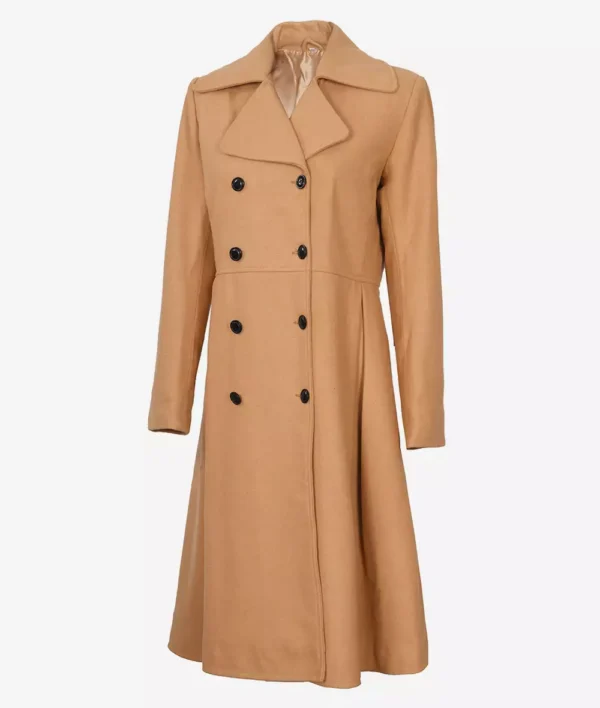 Marci Women’s Beige Wool Coat – Double-Breasted